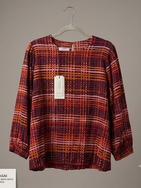 NEW Masai women’s  Long-Sleeve Tunic in Burgundy, Orange & Pink